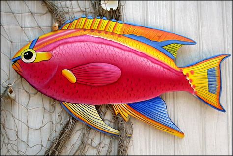 oversized metal wall hanging fishes